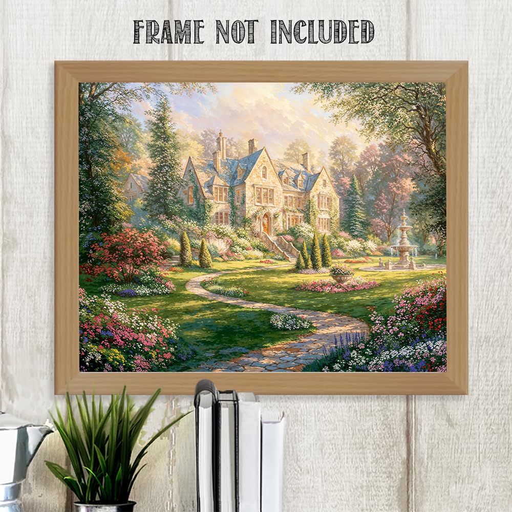 Amazon.com: The Manor Garden: Grand Estate Wall Art 11x14 Unframed